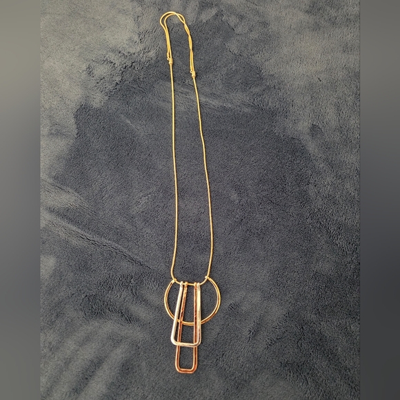 Source Unknown Jewelry - Art Deco Style Adjustable Necklace Copper Base With Silver, Rose Gold And Gold